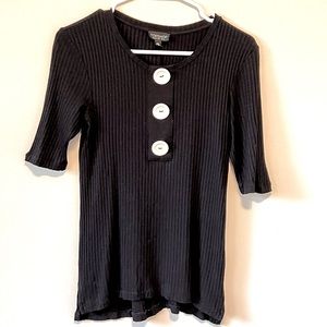 Topshop Ribbed Button Top